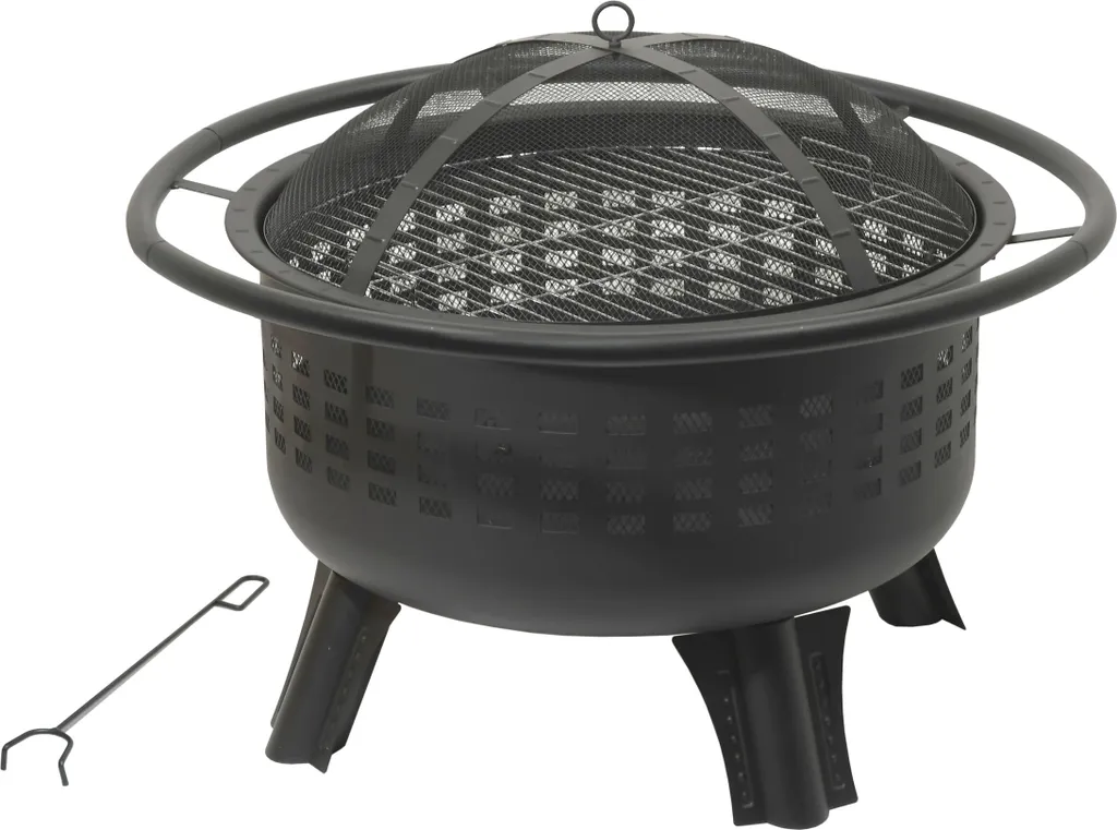 Cattara 13012 Caminetto MERAPI 80cm: Braciere in Acciaio con Copertura