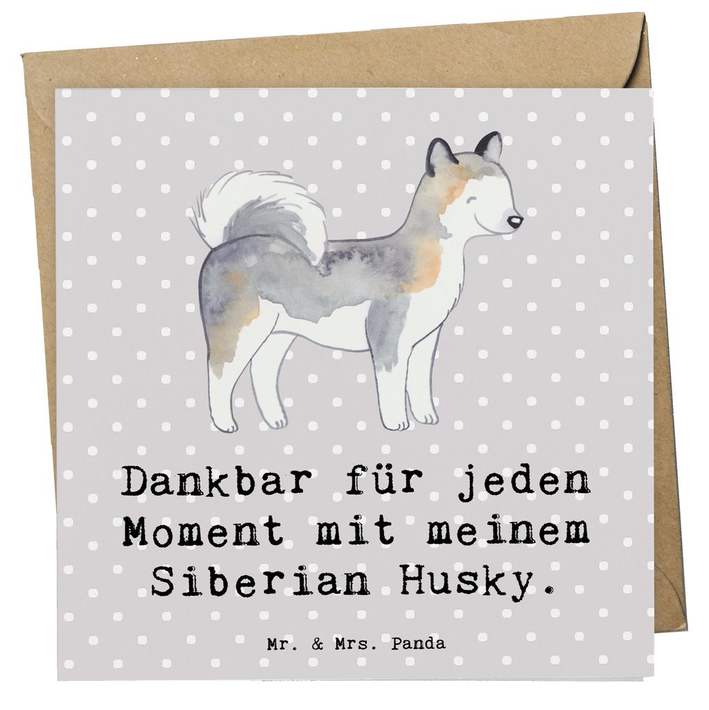 Mr. & Mrs. Panda Glückwunschkarte Siberian Husky Moment - Grau Pastell - Geschenk, faltkarte, anlasskarte, Grußkarte, doppelkarte, Klappkarte