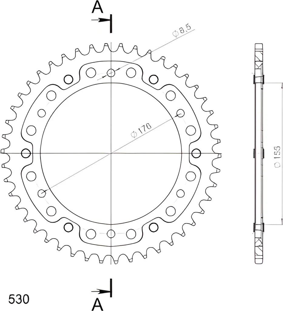 Couronne Moto 46 Dents Supersprox Stealth 530 RST-2011 pour Transmission
