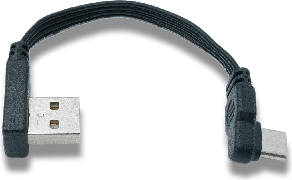 SYSTEM-S USB 3.1 Kabel 10 cm Typ C Stecker zu 2.0 Typ A Stecker Flachkabel Winkel