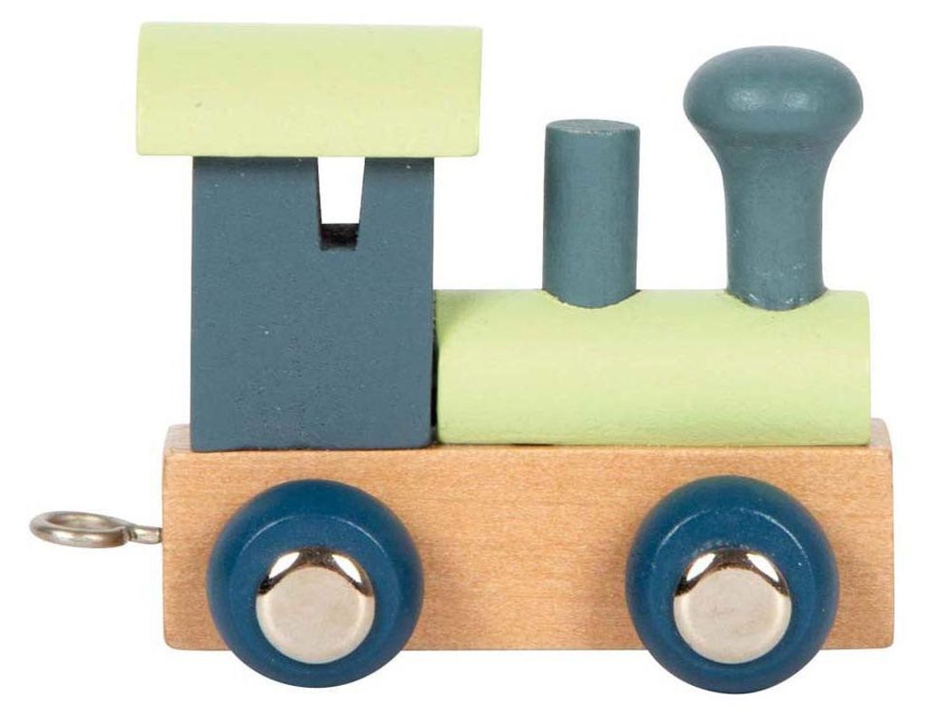 Small Foot - Holzbuchstabenzug Polar - Lokomotive Blau Grün - 12 Stück