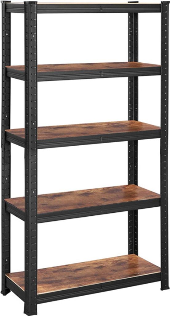 Regal 5 Böden, Industrie, 150 x 75 x 30 cm, braun-schwarz
