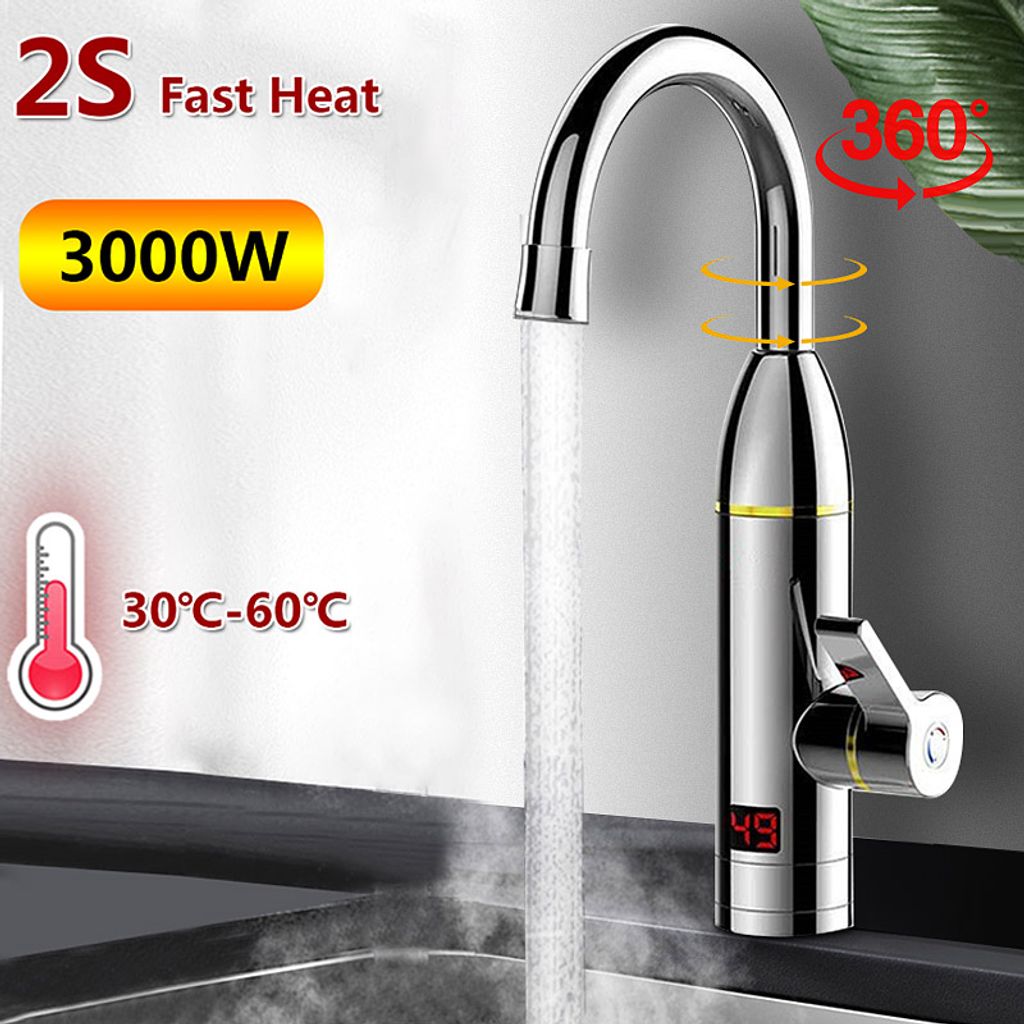 220V Elektrische Wasserhahn Küche Waschbecken Heiß Armatur Durchlauferhitzer 3KW