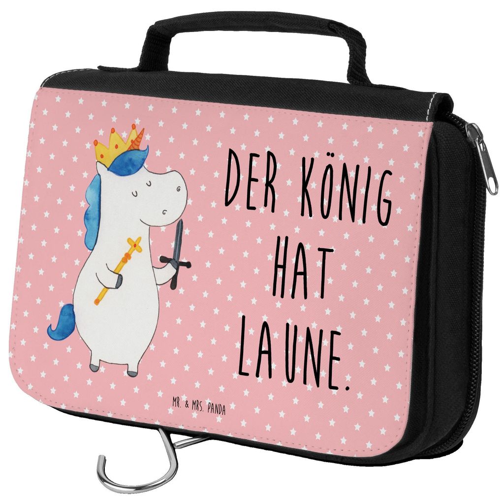 Mr. & Mrs. Panda kulturtäschchen Einhorn König mit Schwert - Rot Pastell - Geschenk, Einhörner, Kulturtasche, beautycase, Kulturbeutel, Kosmetik...