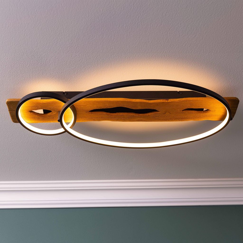 BRILLIANT lampa sufitowa LED 70x30cm Pirus drewno/metal Zdjęcie produktu 