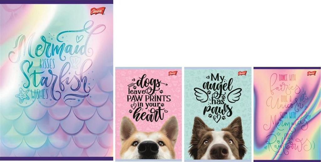 Notizbuch A4 32k Zeile laminiert Hund/Syrena Mix Girls Unipap