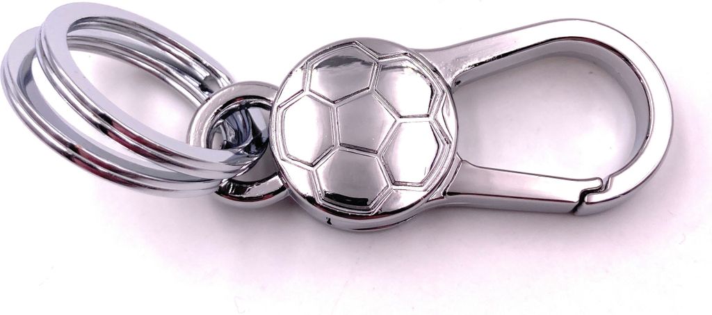 Onwomania Schlüsselanhänger Fußball Ball Karabiner Silber Anhänger Keychain