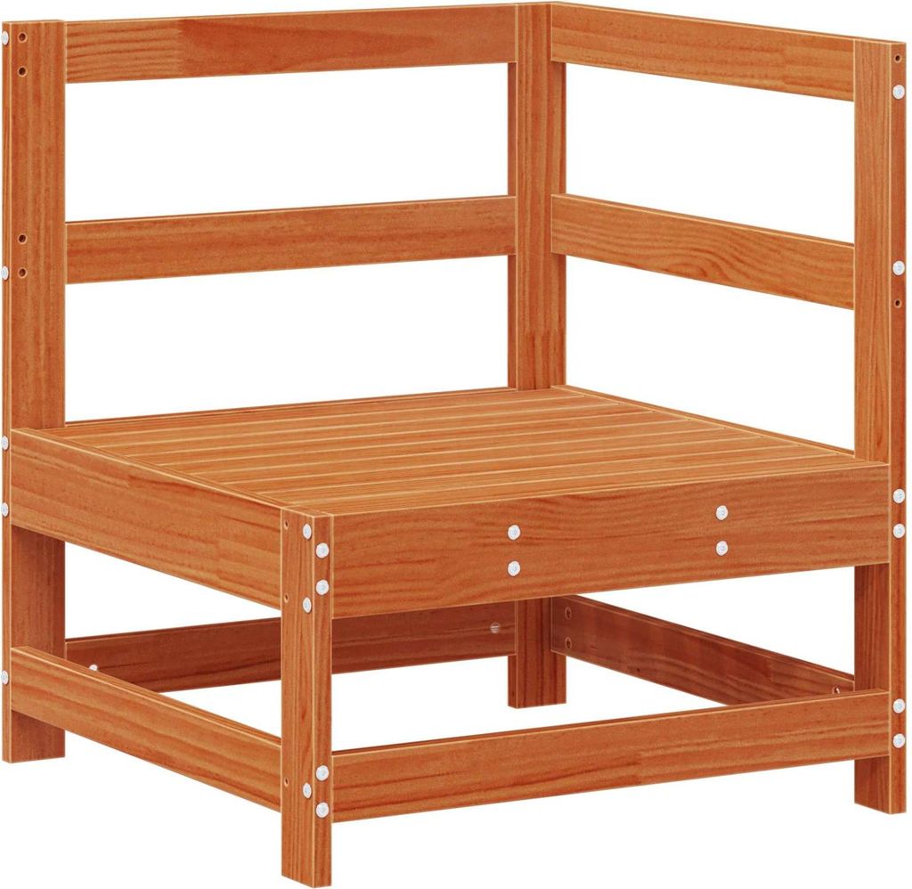 vidaXL Gartenecksofa Massives Kiefernholz Wachsbraun 62 x 62 x 70,5 cm