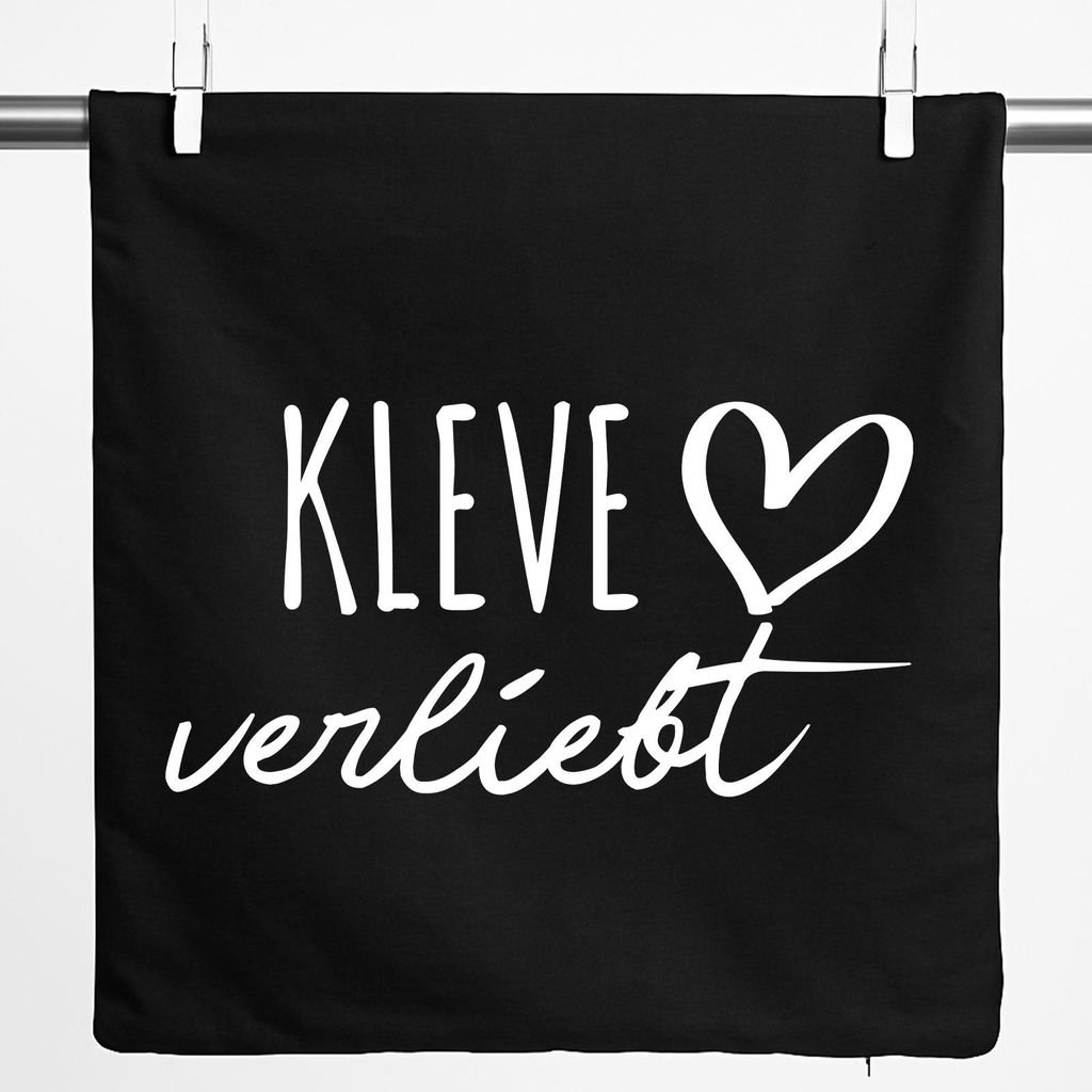 Huuraa Kissenbezug Kleve verliebt 40x40cm Black Baumwolle Dekokissenbezug Geschenkidee