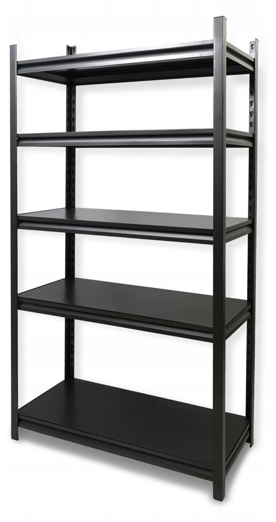 Schwerlastregal 200x100x40 cm - Metallregal - Schwarz Pulverbeschichtet - Höhenverstellung - 5 Böden - Traglast Gesamt 900 kg