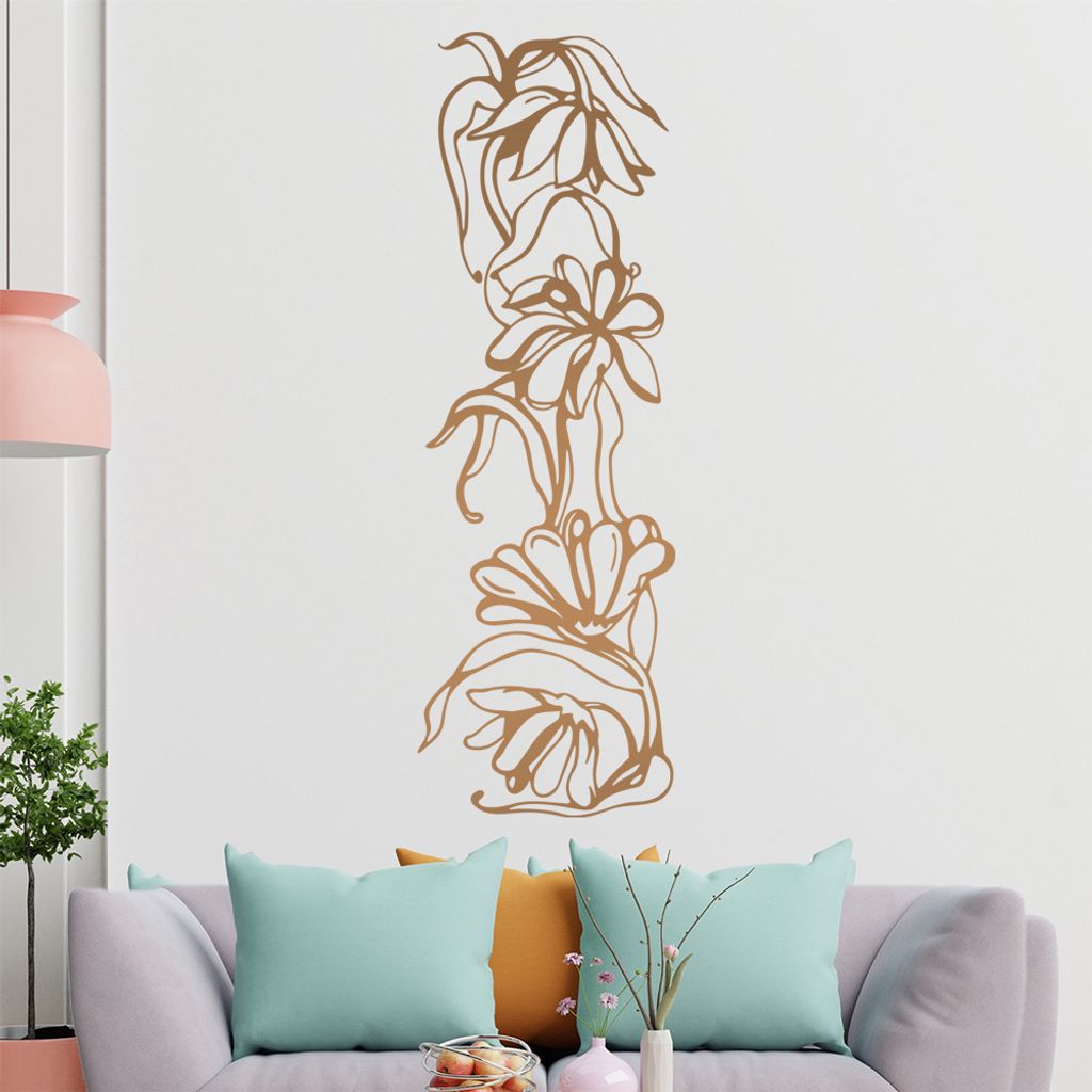 Blumen - Ranken Wandtattoo in 6 Größen - Wandaufkleber Wall Sticker - Dekoration, Küche, Wohnzimmer, Schlafzimmer, Badezimmer