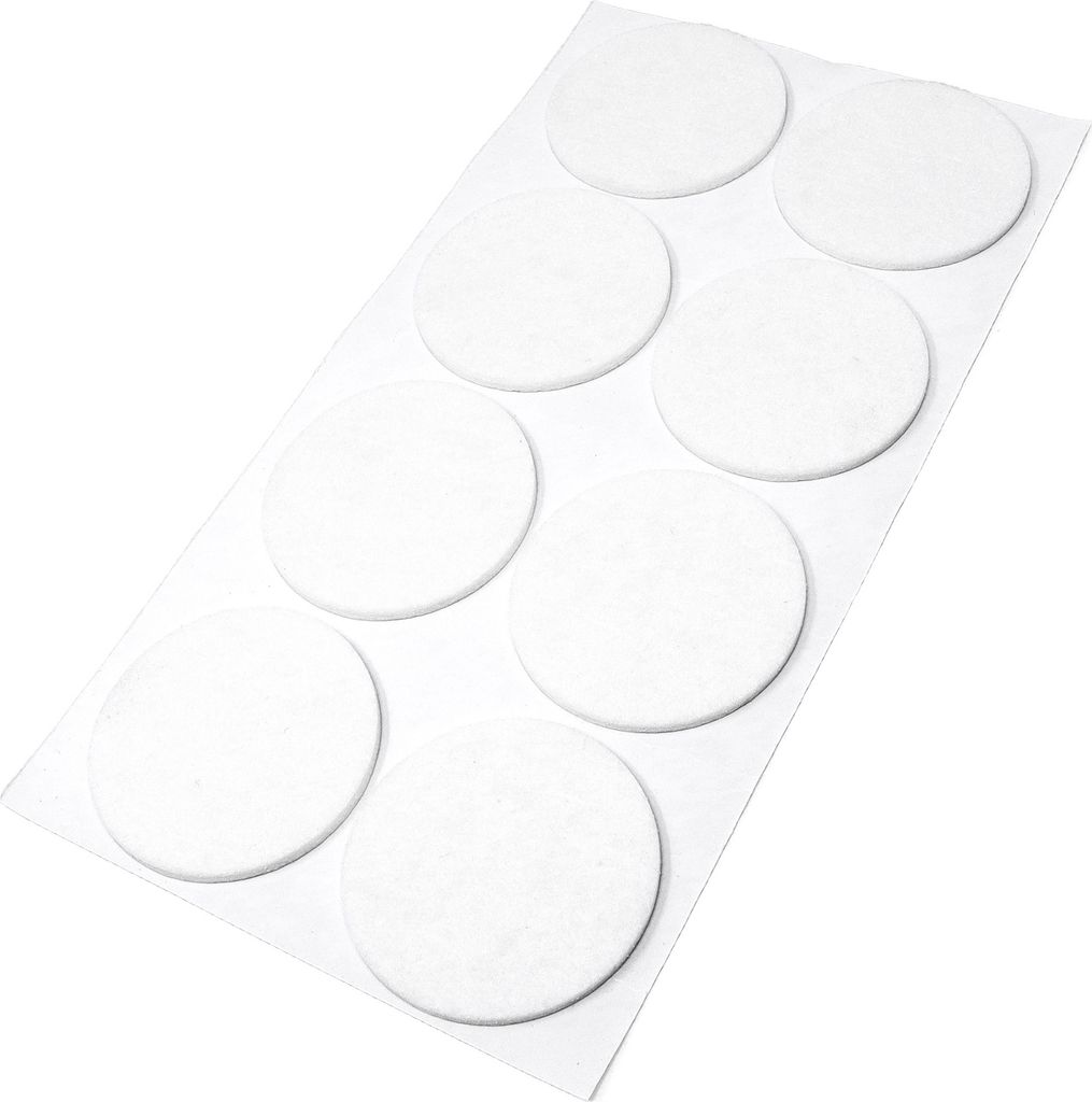 Adsamm® | 8 x selbstklebende Filzgleiter / Weiß / Ø 60 mm / Produktbild 