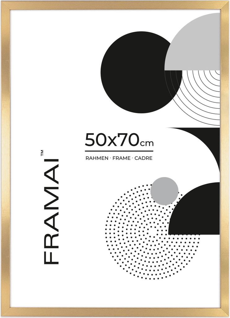 Framai Bilderrahmen 21x29,7 DIN A4 GOLD MDF Umweltfreundlichem Rahmen mit Bruchsicheren Plexi, Aufhänger und Aufsteller