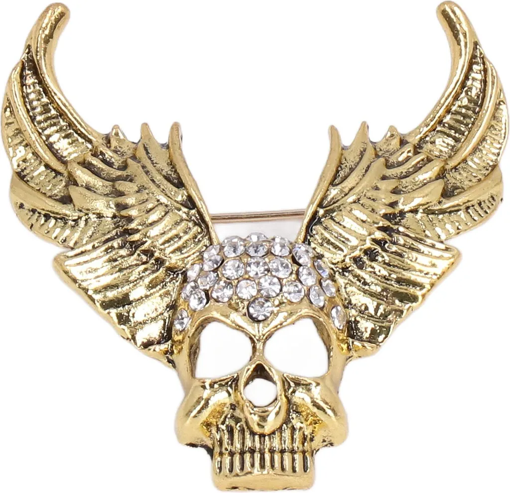 Skull Brooch Gold Crystals - Spilla Teschio Oro Personalizzata Moda