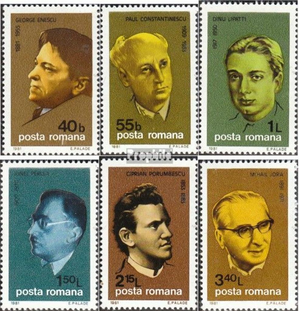 Briefmarken Rumänien 1981 Mi 3819-3824 (kompl.Ausg.) postfrisch Musiker und Komponisten
