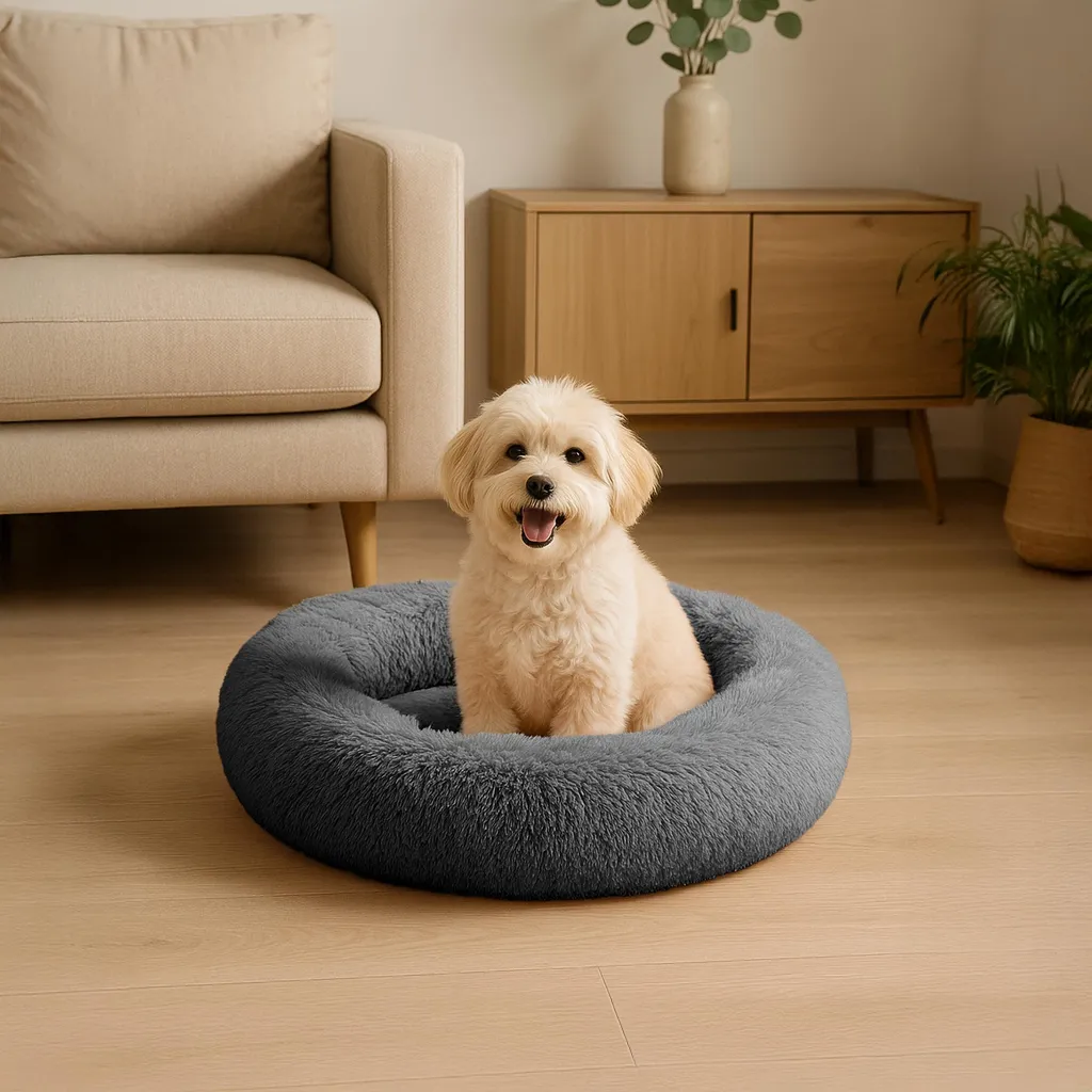Belviona Donut Dog Bed Antracite 50cm: Cuccia Antistress a Ciambella