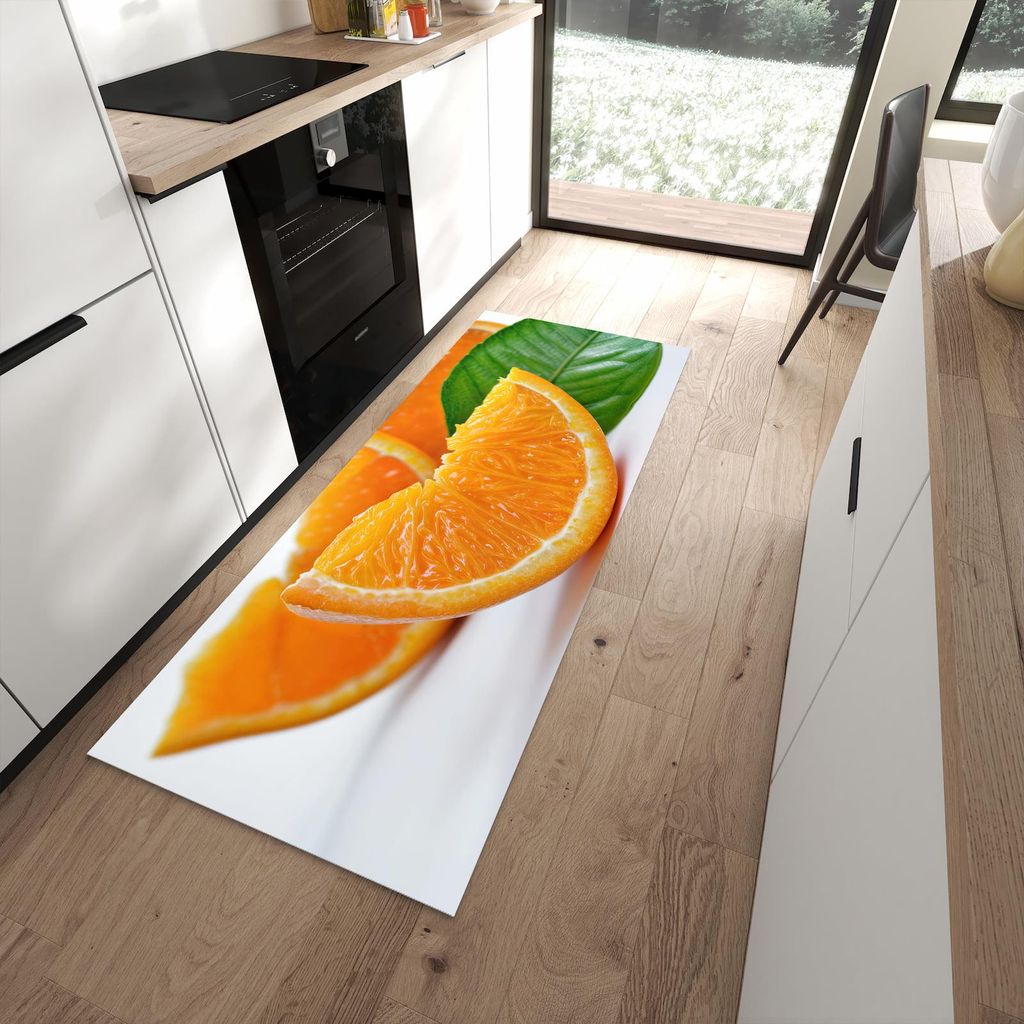 Küchenteppich 80x200cm rutschfest & abwischbar PVC Läufer - Orangenscheiben