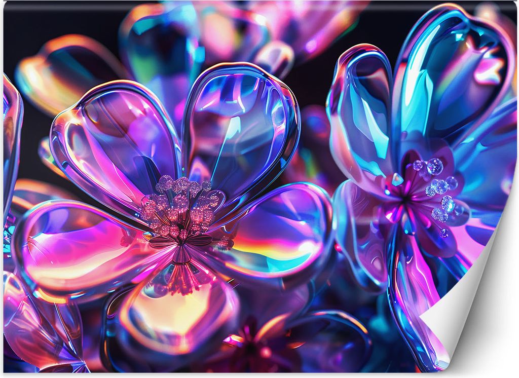 Vlies fototapete Bunte Glasblumen - Strauß 400x280 cm Feeby Rosa inkl. Kleber einfache Montage