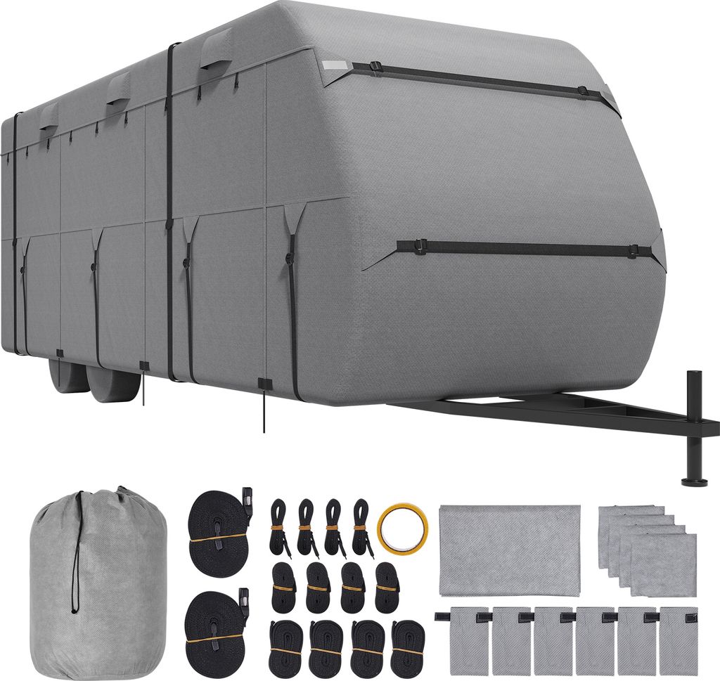 SucceBuy Wohnwagenabdeckung, 20-22 Fuß Wohnmobilabdeckung, 4-lagiger Vliesstoff, wasserdicht, winddicht, Ripstop, Wohnmobilabdeckung der Klasse A,...