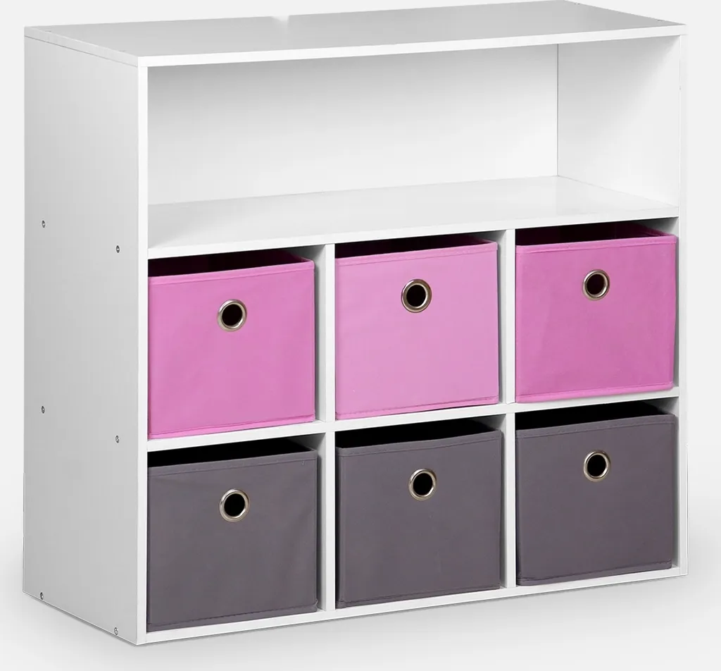 Mobiletto Portagiochi Bambini Rosa - Scaffale Robusto 6 Contenitori