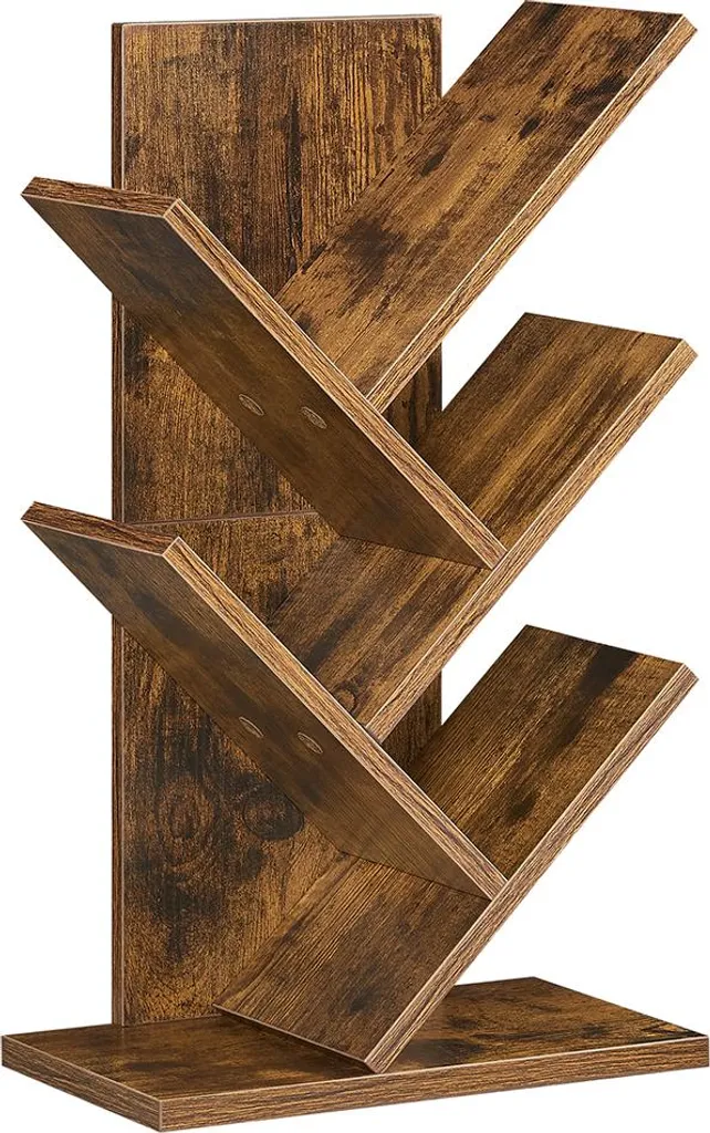 Meuble bibliothèque arbre pour salon et bureau, étagère bois vintage