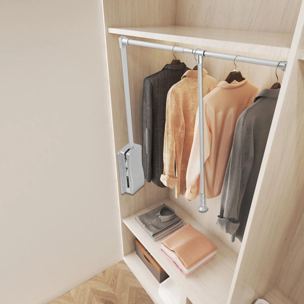 Kleiderlift/Garderobenlift für Kleiderschrank - Absenkbare Kleiderstange - Mit Dämpfung - Tragkraft 20 kg - Metall