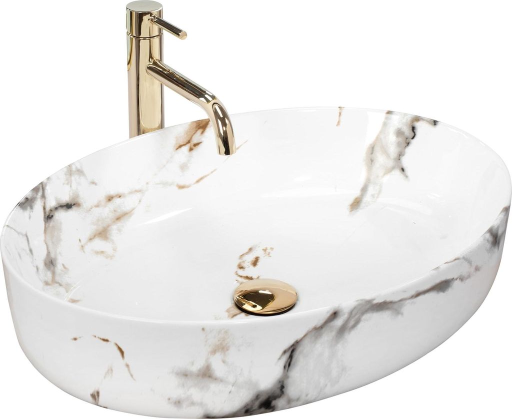 Rea Aufsatzwaschbecken Queen Carrara Shiny 0 Oval White Produktbild 