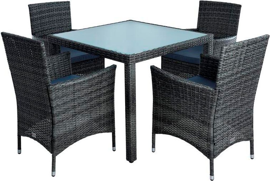 Polyrattan Sitzgruppe Gartenmöbel Set Rattan Gartenset Essgruppe Anthrazit Grau