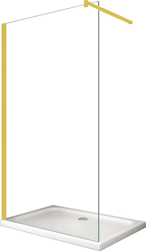 BuyLando LiLy 120x200 cm Walk in Duschwand Duschabtrennung Klarglas Gold