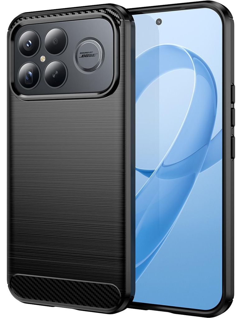Hülle für Xiaomi Poco F8 Ultra/Redmi K90 Pro Max, Carbon-Faser TPU Silikon Stoßfest Schutzhülle Schwarz