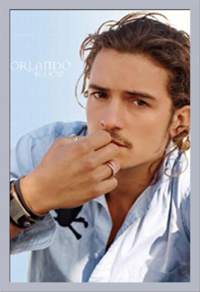 Poster Orlando Bloom Blue 61x91.5 Cornice Shinsuke MDF Argento