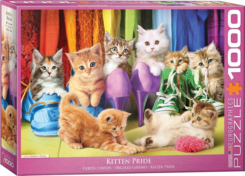 1000 Teile Puzzle - Puzzle - Verspielte Kätzchen + Puzzle Alu Rahmen für 1000er