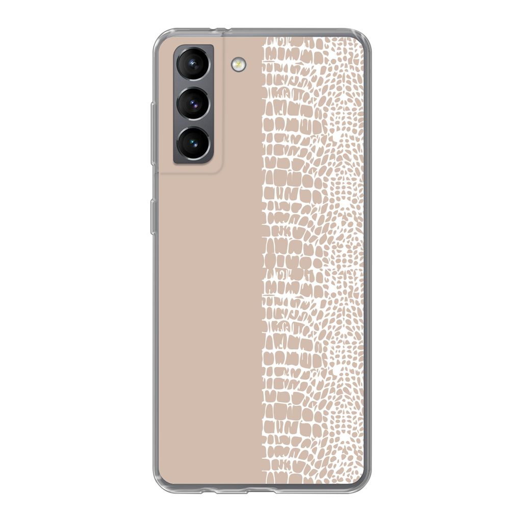 MuchoWow Handyhülle Schutzhülle Hülle für Samsung Galaxy S21 Schlange - Design - Rosa Silikon Softcase Handy Hülle - Softcase