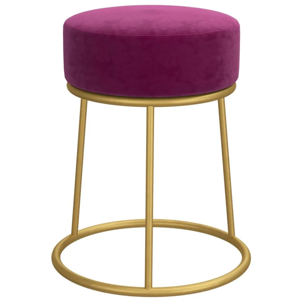 Sgabello Velluto Viola Vintage | Sgabello Basso Rotondo Retro Style - 3