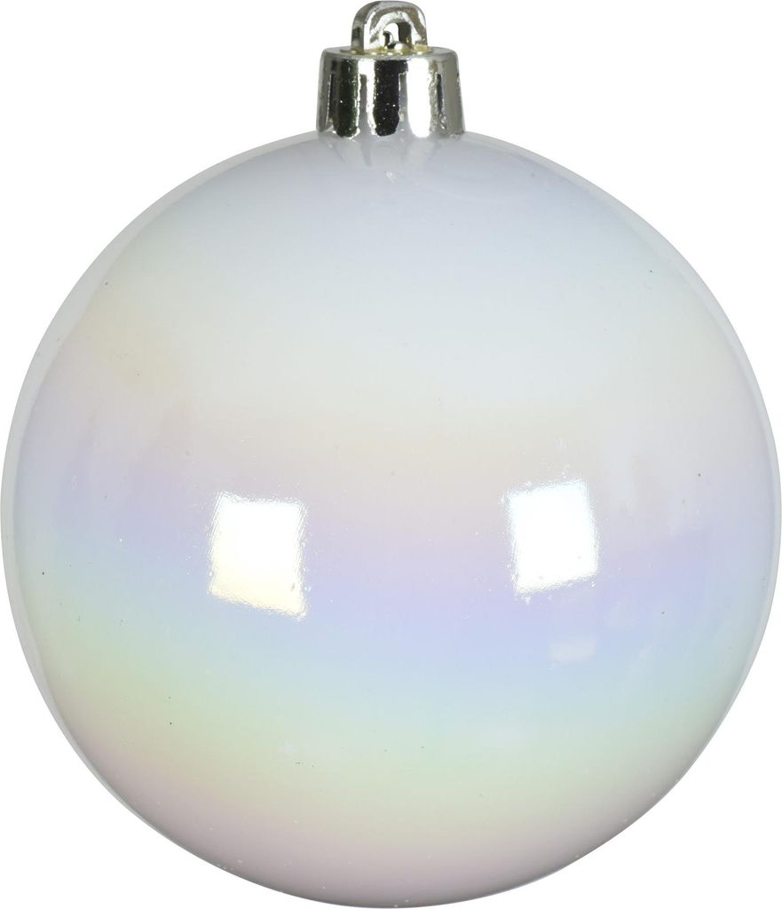 Weihnachtskugeln Kunststoff 8cm 6 Stück - Weiß irisierend Produktbild 