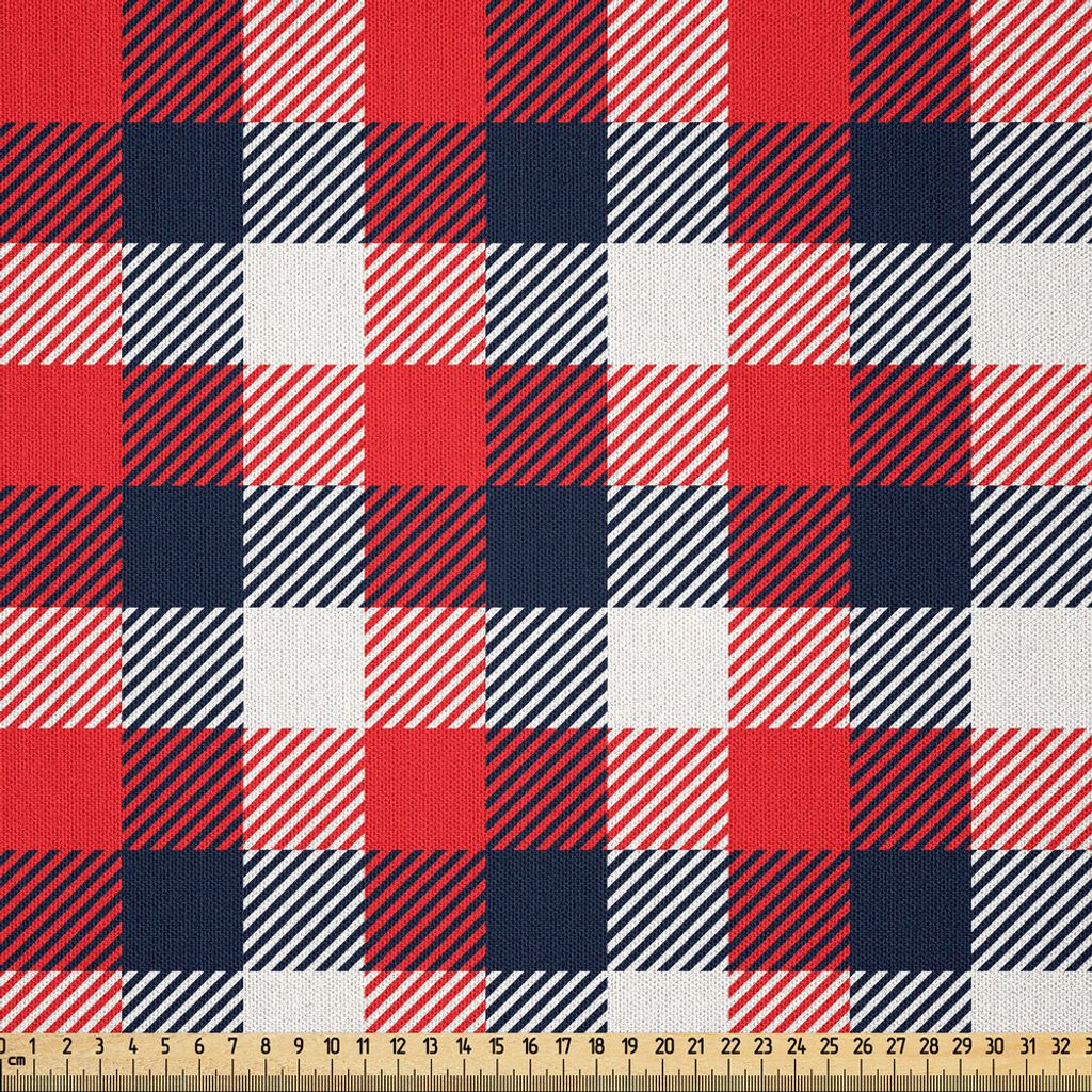 ABAKUHAUS Plaid Microfaser Stoff als Meterware , Kariertes Muster-Weinlese-Quadrat-Tartan-Motiv-Zusammenfassung traditionell, 3 M (230 x 300 cm), Z...