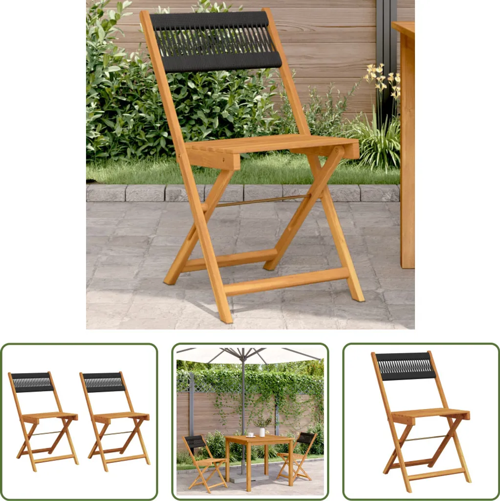 Sedie Pieghevoli Bistrot 2 Pezzi Legno Acacia e Corda | Prezzo Top