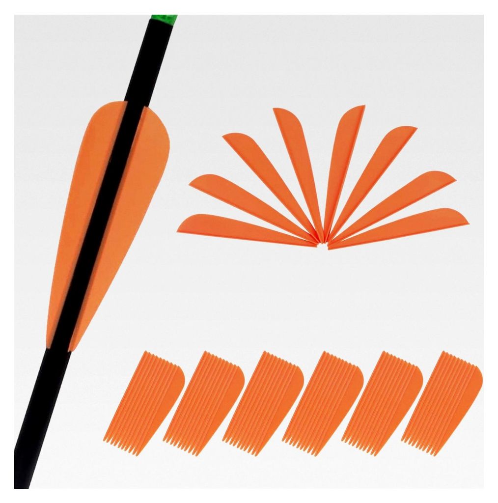 60 Stück 4 Zoll Kunststoff Pfeil Fletching Vane TPU Fletchings für DIY Bogenschießen Bogen Orange