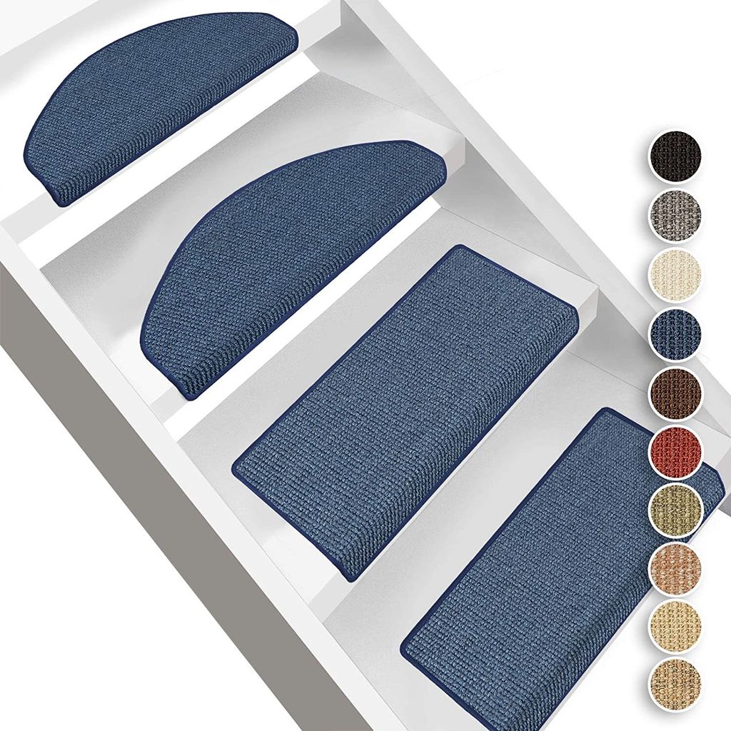 Sisal-Stufenmatte Pure Nature Halbrund Blau 23,5 x 65 cm Produktbild 