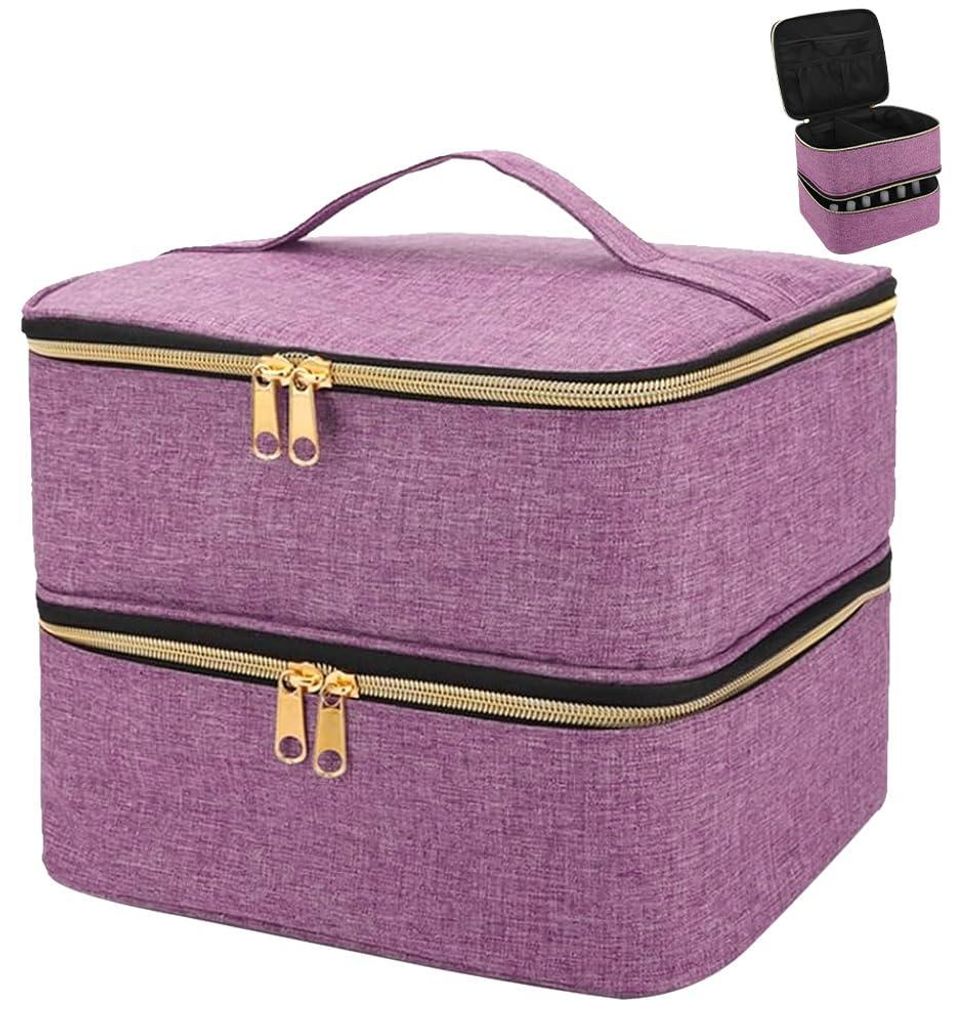 Nagellack-Aufbewahrungstasche, Doppellagige Nagellacktasche, Lila Nagellacktaschen, Nagellack-Organizer, Wasserdichte Nagellack-Aufbewahrungstasche...