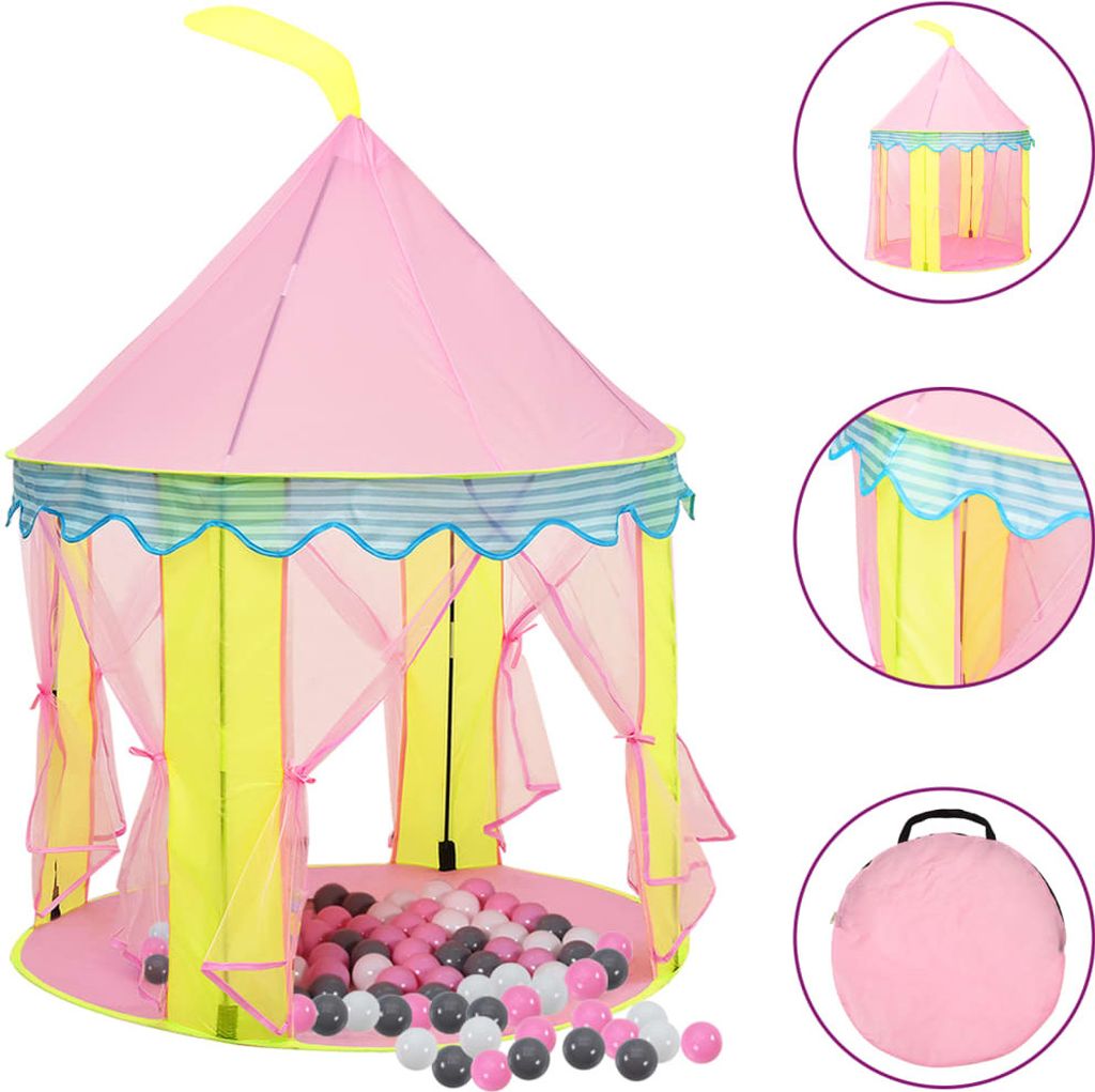 Kinder-Spielzelt mit 250 Bällen Rosa 100x100x127 cm
