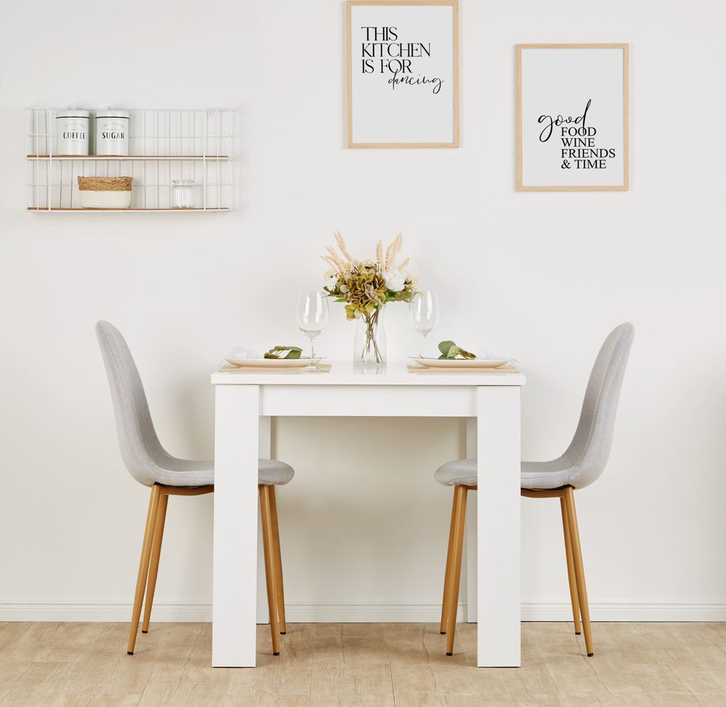 Homestyle4u Essgruppe mit 2 Stühlen 3 tlg Esstisch Set Weiß Produktbild 