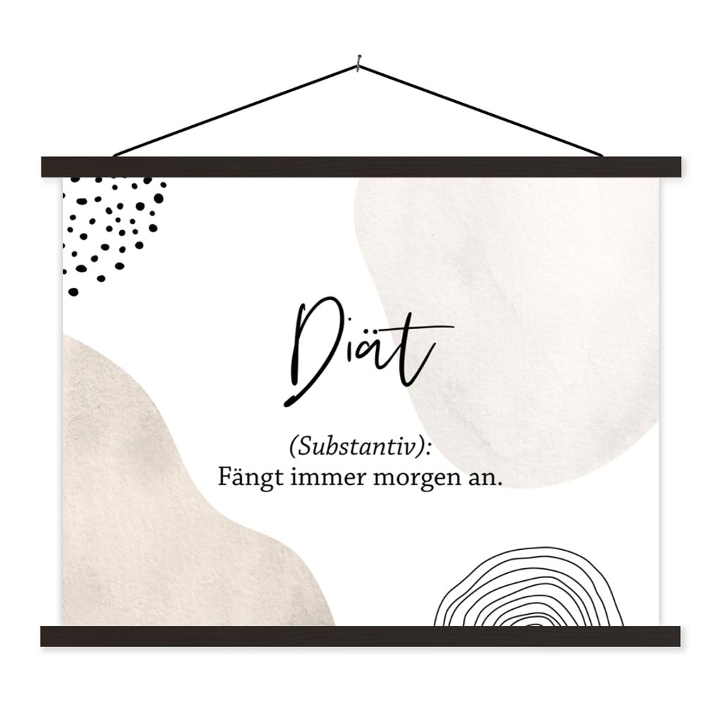 MuchoWow Textilposter Diät - Sprichwörter - Definition von Diät - Zitate - Wörterbuch 150x113 cm mit schwarzem Rahmen - Wohnzimmer
