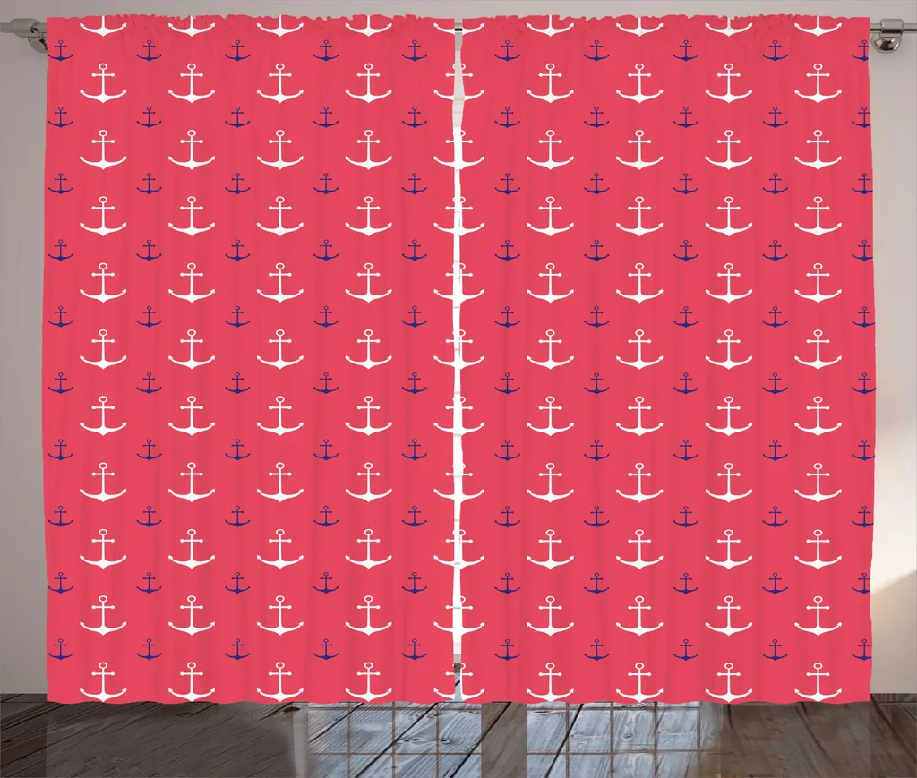 Rideau Rustique ABAKUHAUS Anker Motif Nautique 280x225cm Indigo