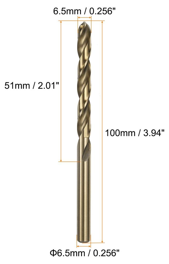 10 Stš¹ck Metallbohrer 6,5mm M35 HSS Cobalt Spiralbohrer Werkzeug fš¹r Edelstahl, Kupfer, Holz, Kunststoff und andere harte Materialien