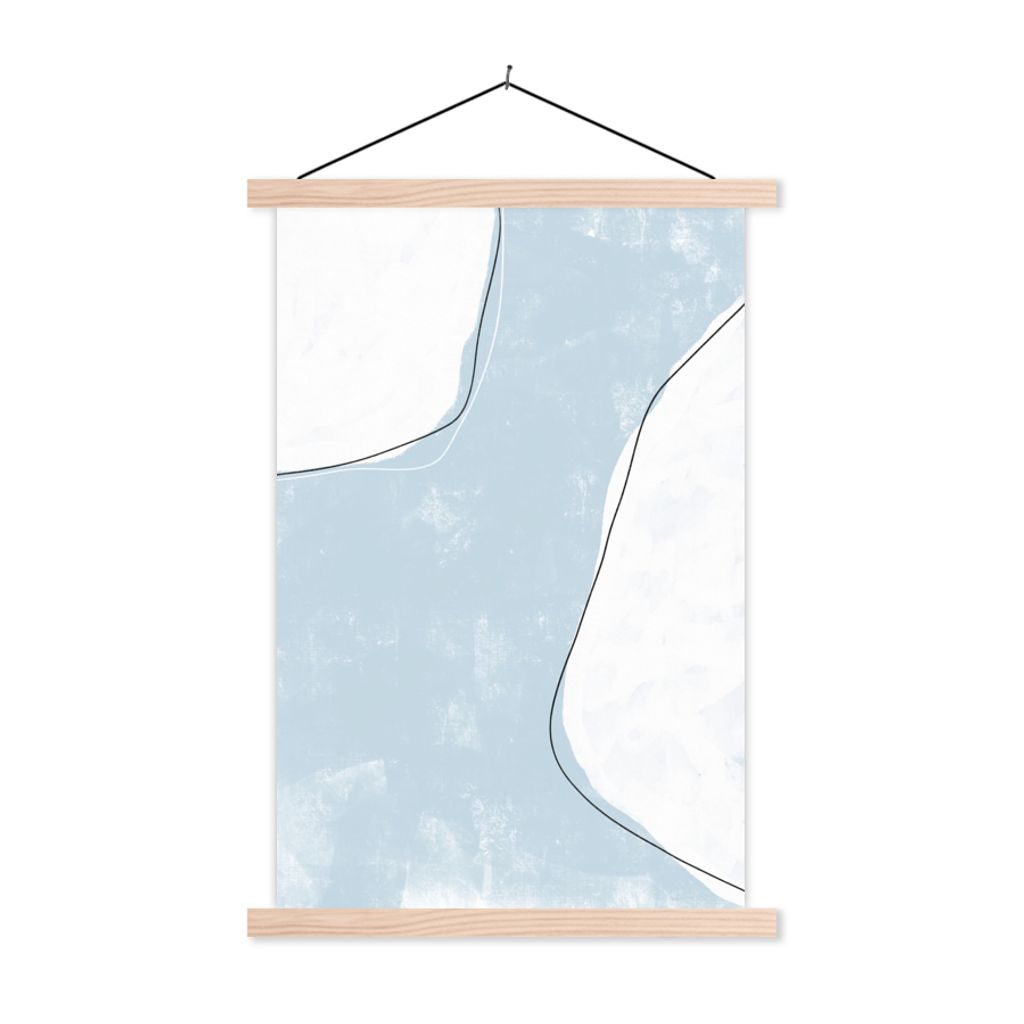 MuchoWow Textilposter Blau - Minimalismus - Abstrakt 40x60 cm mit holzfarbenen Rahmen - Poster