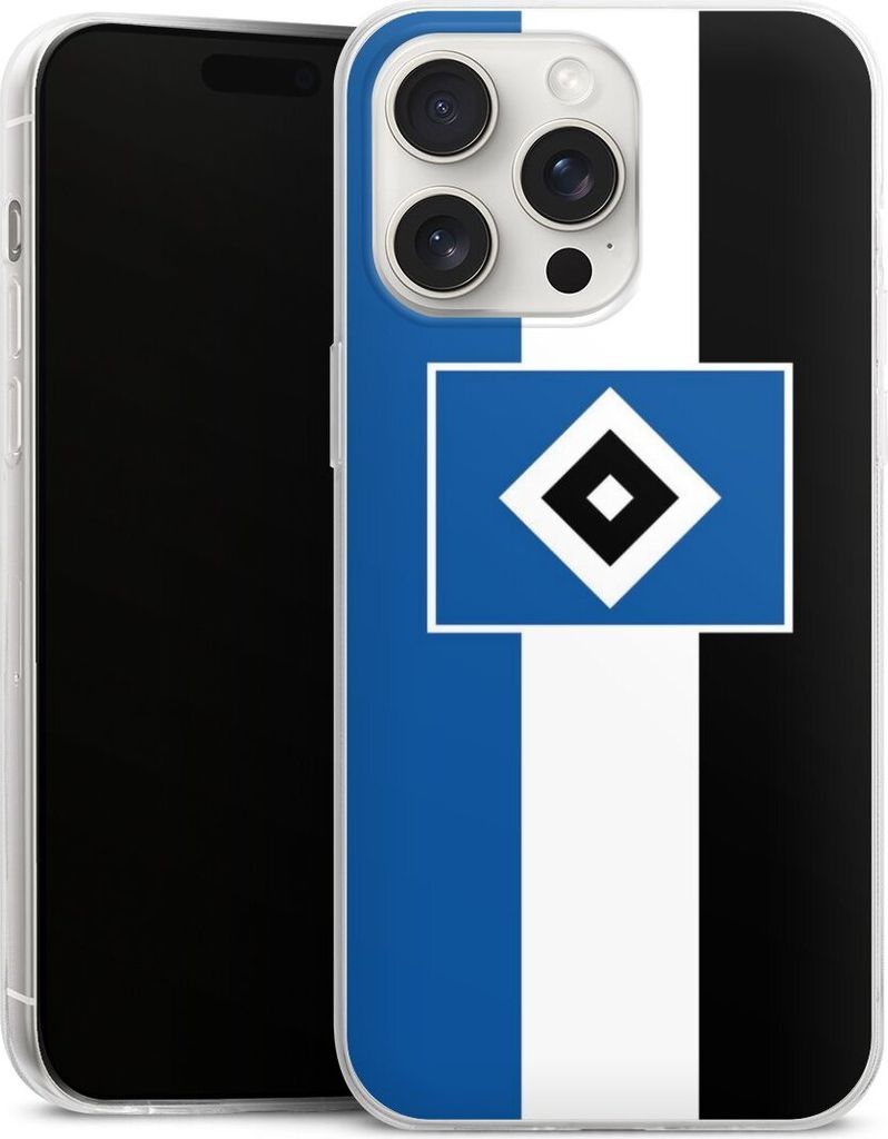 DeinDesign Slim Hülle für Apple iPhone 15 Pro Max Silikon Case Ultra Dünn Handyhülle HSV Hamburger SV Streifen