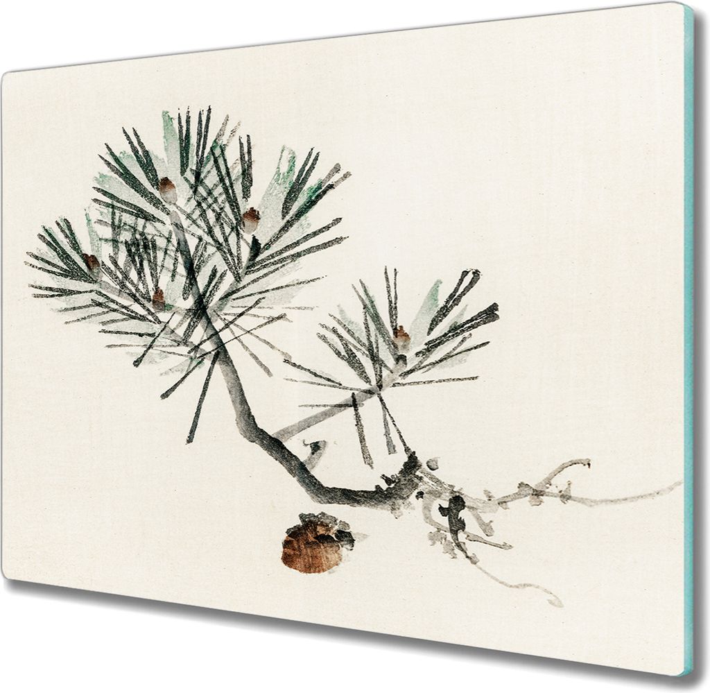 Coloray Schneidebrett Herdabdeckplatte 60x52 cm Kochplattenabdeckung Küchenbrett Hackbrett - Zweig Blume