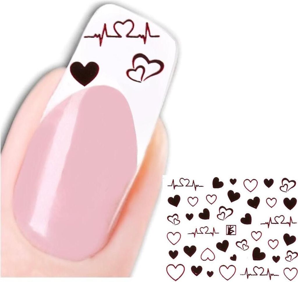 3D Nagel Sticker Nail Art Aufkleber Herzschlag Herz Design