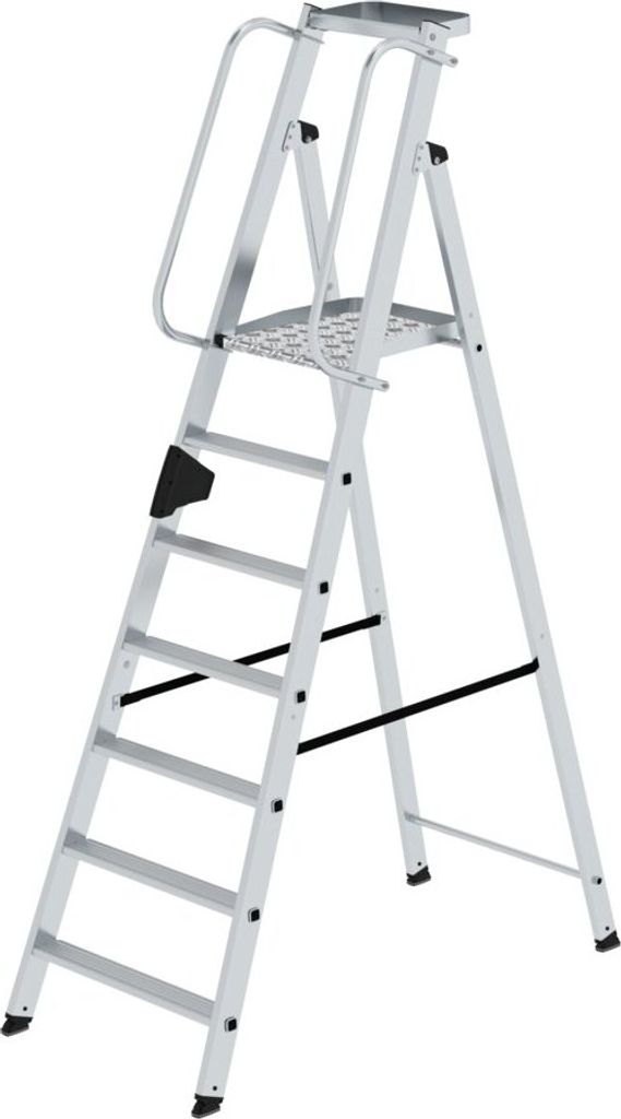 Plattformleiter | 7 Stufen | inkl. beidseitigem Handlauf | Aluminium | nivello Leiterschuhe